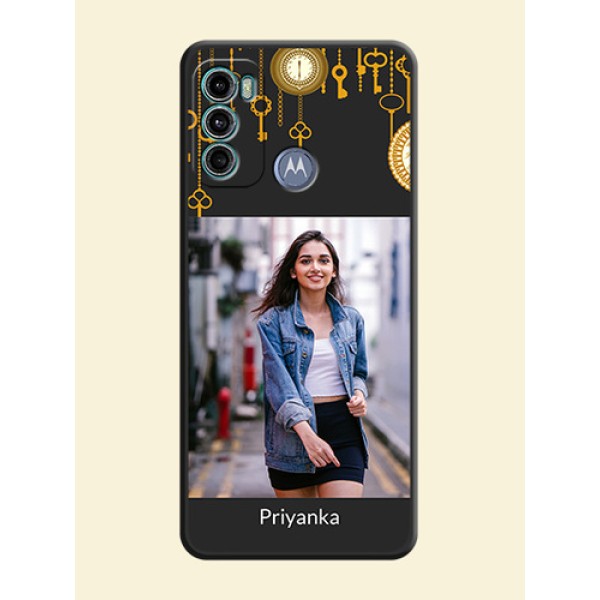 Decorative Design with Text on Space Black Custom Soft Matte Back Cover - Motorola Moto G60 Decorative Design with Text on Space Black Custom Soft Matte Back Cover - Motorola Moto G60