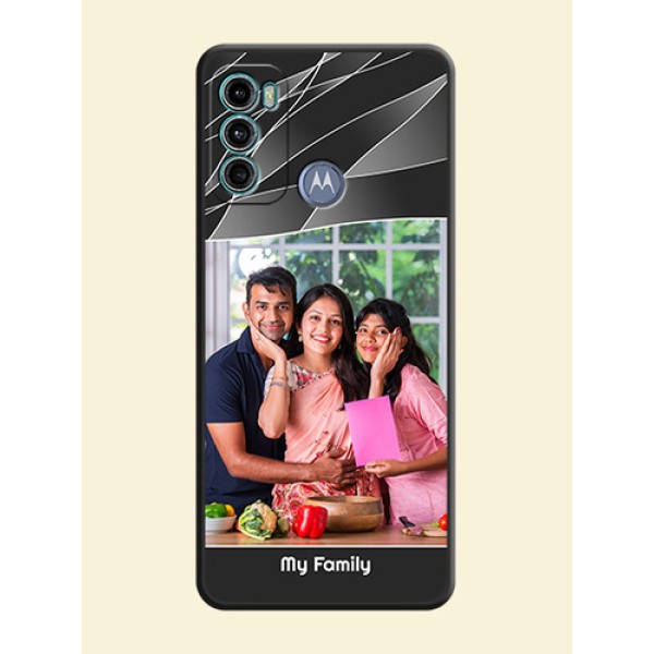 Mixed Wave Lines on Photo on Space Black Soft Matte Mobile Cover - Motorola Moto G60 Mixed Wave Lines on Photo on Space Black Soft Matte Mobile Cover - Motorola Moto G60