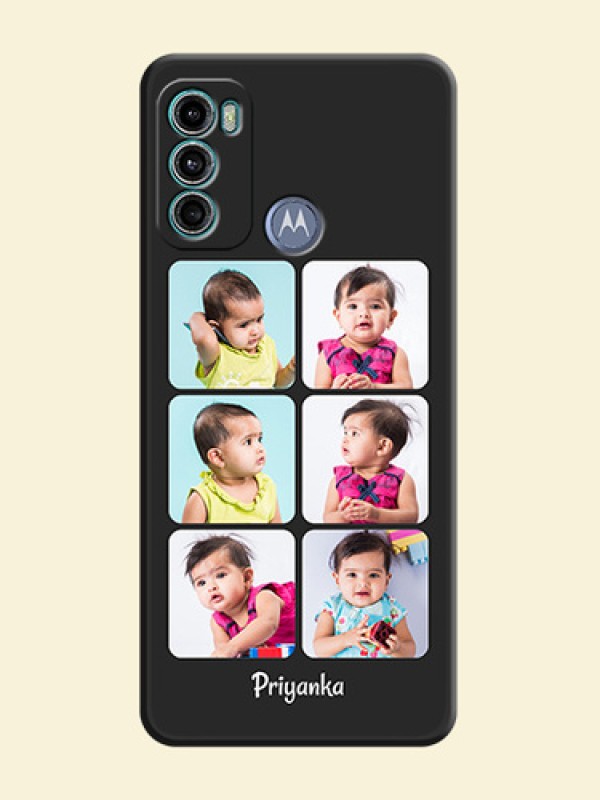 Floral Art with 6 Image Holder on Photo on Space Black Soft Matte Mobile Case - Motorola Moto G60
