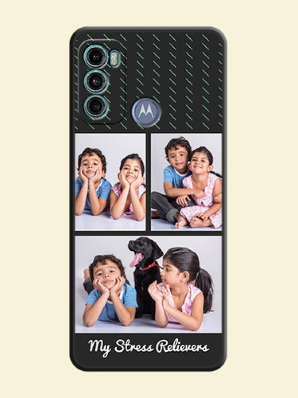 Cross Dotted Pattern with 2 Image Holder  on Personalised Space Black Soft Matte Cases - Motorola Moto G60