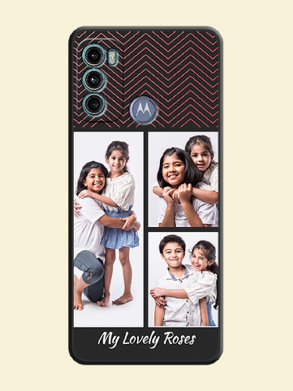 Wave Pattern with 3 Image Holder on Space Black Custom Soft Matte Back Cover - Motorola Moto G60