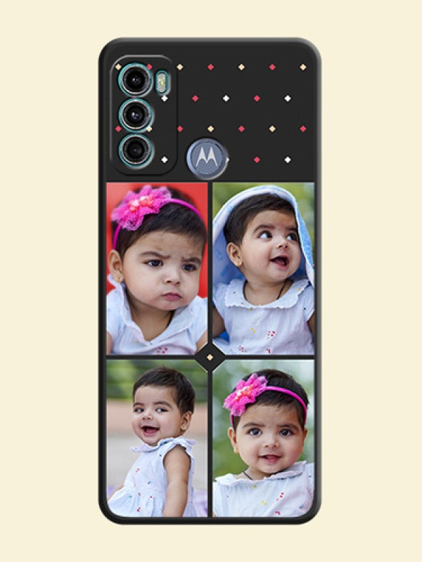 Multicolor Dotted Pattern with 4 Image Holder on Space Black Custom Soft Matte Phone Cases - Motorola Moto G60