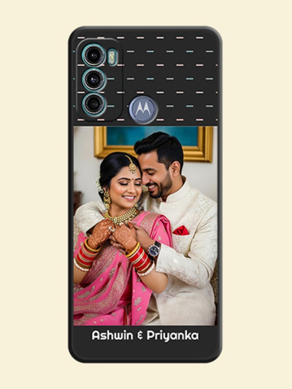 Line Pattern Design with Text on Space Black Custom Soft Matte Phone Back Cover - Motorola Moto G60
