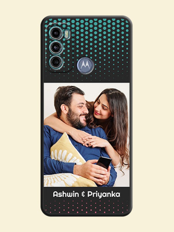 Faded Dots with Grunge Photo Frame and Text on Space Black Custom Soft Matte Phone Cases - Motorola Moto G60