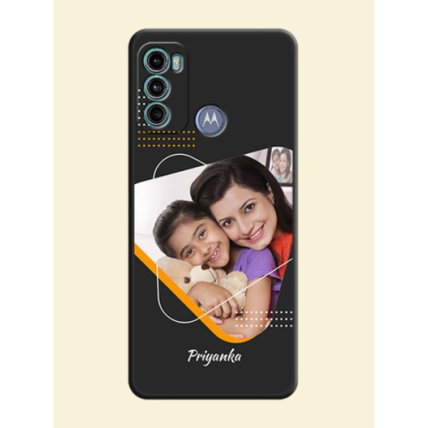 Yellow Triangle on Photo on Space Black Soft Matte Phone Cover - Motorola Moto G60 Yellow Triangle on Photo on Space Black Soft Matte Phone Cover - Motorola Moto G60