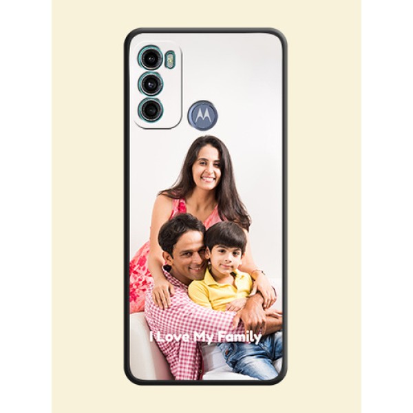 Full Single Pic Upload With Text On Space Black Personalized Soft Matte Phone Covers -Motorola Moto G60 Full Single Pic Upload With Text On Space Black Personalized Soft Matte Phone Covers -Motorola Moto G60