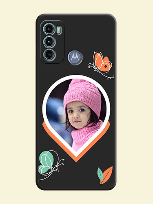 Upload Pic With Simple Butterly Design On Space Black Personalized Soft Matte Phone Covers -Motorola Moto G60