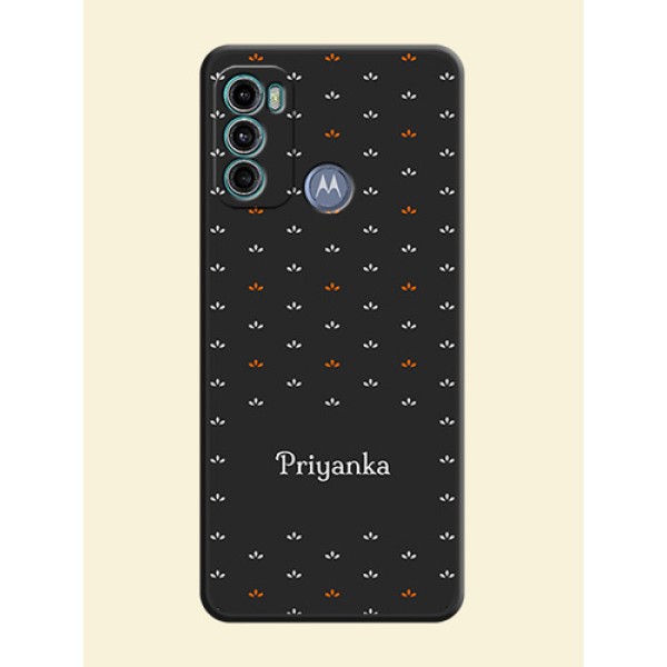 Simple Pattern With Custom Text On Space Black Personalized Soft Matte Phone Covers -Motorola Moto G60 Simple Pattern With Custom Text On Space Black Personalized Soft Matte Phone Covers -Motorola Moto G60