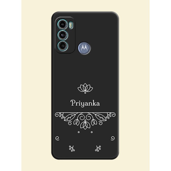 Lotus Garden Custom Text On Space Black Personalized Soft Matte Phone Covers -Motorola Moto G60 Lotus Garden Custom Text On Space Black Personalized Soft Matte Phone Covers -Motorola Moto G60