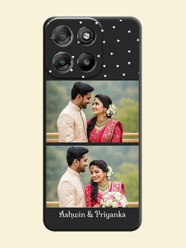Miniature Love Symbols with Name On Space Black Custom Soft Matte Mobile Back Cover - Motorola Moto G67 Power
