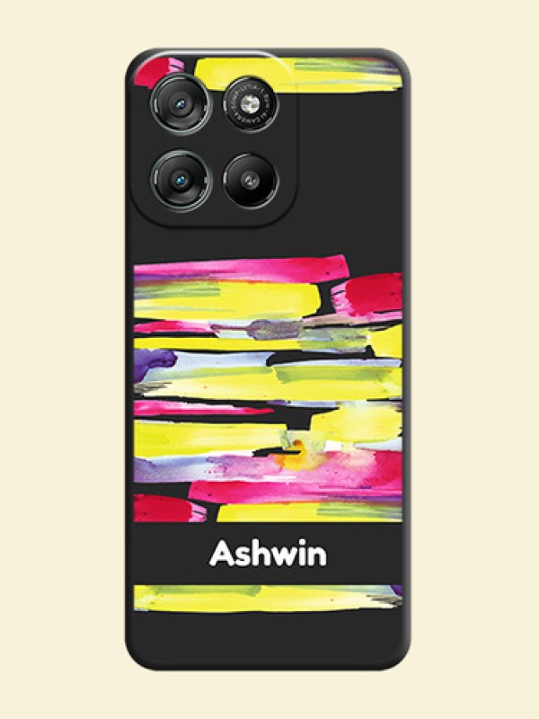 Brush Coloured On Space Black Custom Soft Matte Mobile Back Cover - Motorola Moto G67 Power