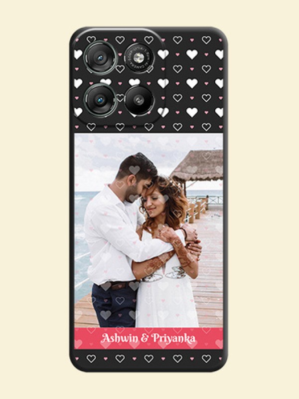 White Color Love Symbols with Text Design on Photo On Space Black Custom Soft Matte Mobile Back Cover - Motorola Moto G67 Power
