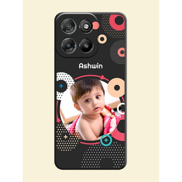 Multicoloured Round Image On Space Black Custom Soft Matte Mobile Back Cover - Motorola Moto G67 Power Multicoloured Round Image On Space Black Custom Soft Matte Mobile Back Cover - Motorola Moto G67 Power