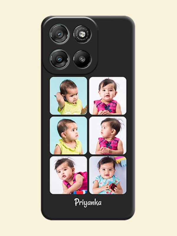Floral Art with 6 Image Holder on Photo On Space Black Custom Soft Matte Mobile Back Cover - Motorola Moto G67 Power