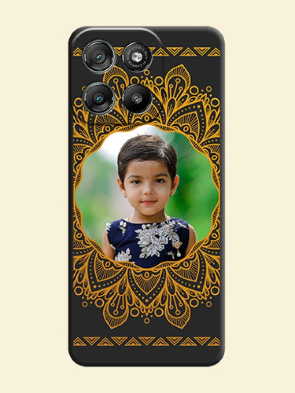 Round Image with Floral Design On Space Black Custom Soft Matte Mobile Back Cover - Motorola Moto G67 Power