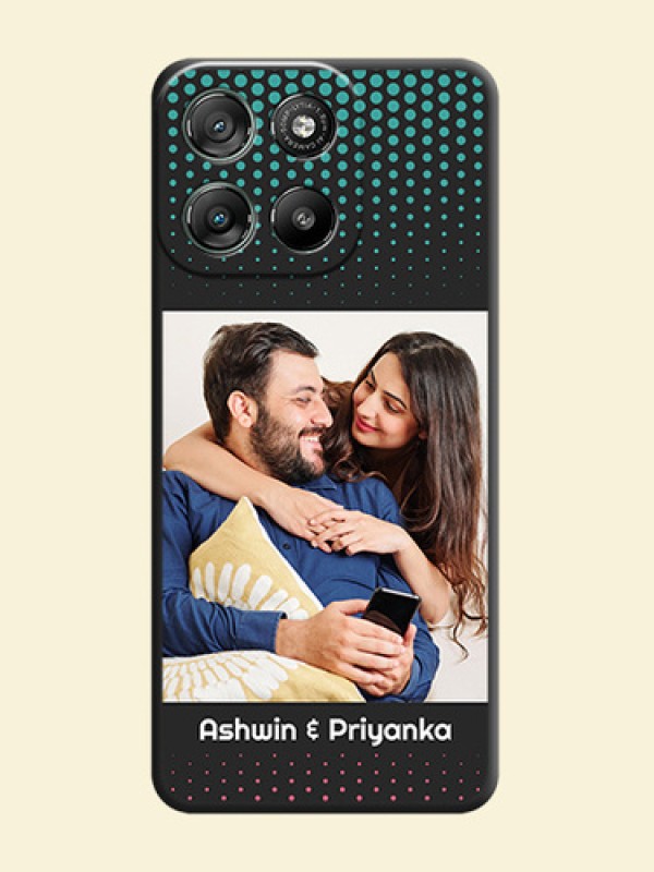Faded Dots with Grunge Photo Frame and Text On Space Black Custom Soft Matte Mobile Back Cover - Motorola Moto G67 Power