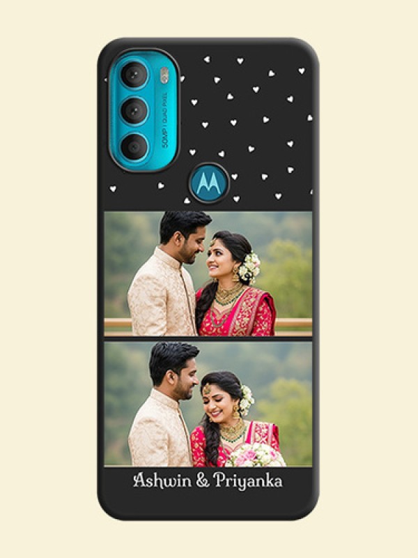 Miniature Love Symbols with Name on Space Black Custom Soft Matte Back Cover - Moto G71 5G
