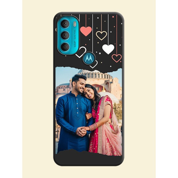 Love Hangings with Splash Wave Picture on Space Black Custom Soft Matte Phone Back Cover - Moto G71 5G Love Hangings with Splash Wave Picture on Space Black Custom Soft Matte Phone Back Cover - Moto G71 5G