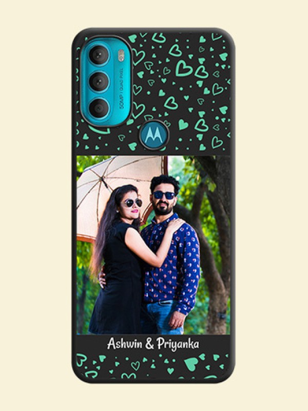 Sea Green Indefinite Love Pattern on Photo on Space Black Soft Matte Mobile Cover - Moto G71 5G