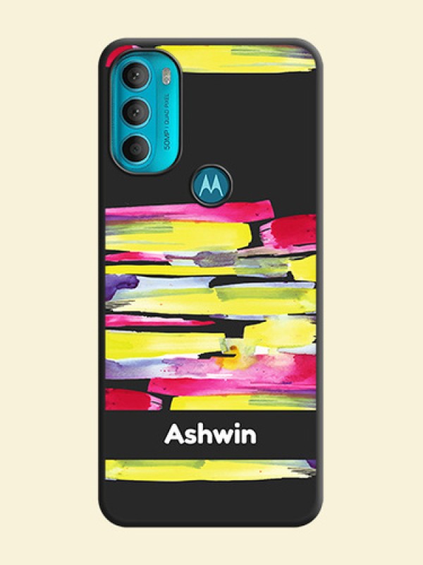 Brush Coloured on Space Black Personalized Soft Matte Phone Covers - Moto G71 5G