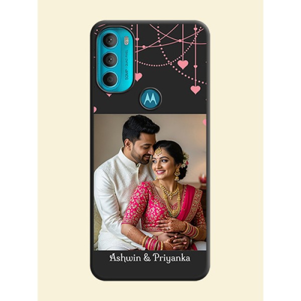 Pink Love Hangings with Text on Space Black Custom Soft Matte Back Cover - Moto G71 5G Pink Love Hangings with Text on Space Black Custom Soft Matte Back Cover - Moto G71 5G