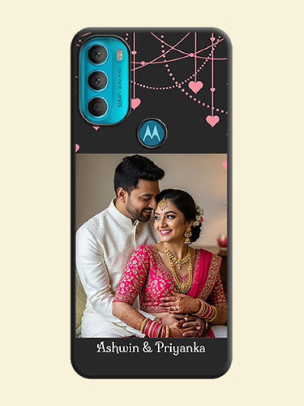 Pink Love Hangings with Text on Space Black Custom Soft Matte Back Cover - Moto G71 5G