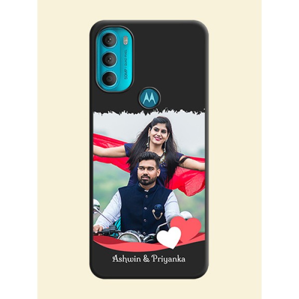 Pin Color Love Shaped Ribbon Design with Text on Space Black Custom Soft Matte Phone Back Cover - Moto G71 5G Pin Color Love Shaped Ribbon Design with Text on Space Black Custom Soft Matte Phone Back Cover - Moto G71 5G