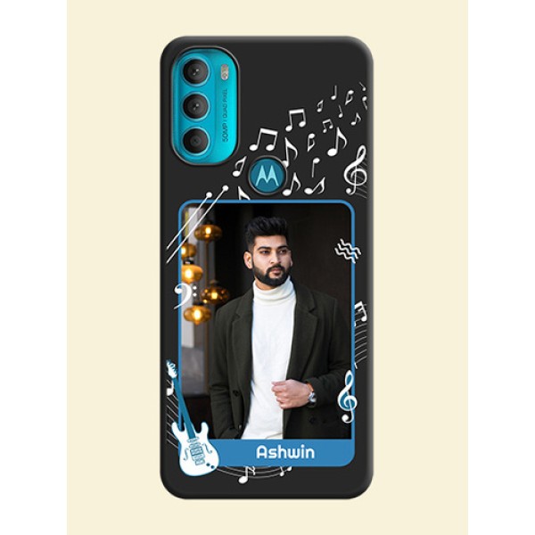 Musical Theme Design with Text on Photo on Space Black Soft Matte Mobile Case - Moto G71 5G Musical Theme Design with Text on Photo on Space Black Soft Matte Mobile Case - Moto G71 5G