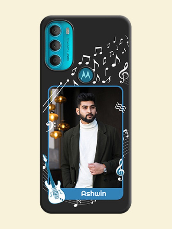 Musical Theme Design with Text on Photo on Space Black Soft Matte Mobile Case - Moto G71 5G