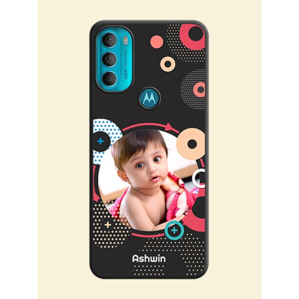 Multicoloured Round Image on Personalised Space Black Soft Matte Cases - Moto G71 5G Multicoloured Round Image on Personalised Space Black Soft Matte Cases - Moto G71 5G