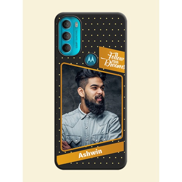 Follow Your Dreams with White Dots on Space Black Custom Soft Matte Phone Cases - Moto G71 5G Follow Your Dreams with White Dots on Space Black Custom Soft Matte Phone Cases - Moto G71 5G