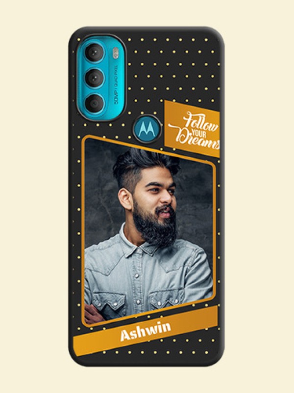 Follow Your Dreams with White Dots on Space Black Custom Soft Matte Phone Cases - Moto G71 5G