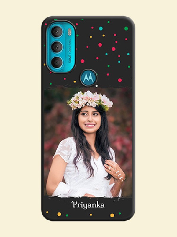 Multicolor Dotted Pattern with Text on Space Black Custom Soft Matte Phone Back Cover - Moto G71 5G