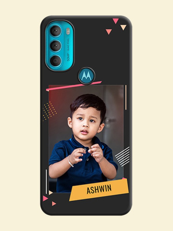 Photo Frame with Triangle Small Dots on Photo on Space Black Soft Matte Back Cover - Moto G71 5G