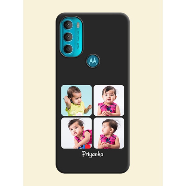 Floral Art with 6 Image Holder on Photo on Space Black Soft Matte Mobile Case - Moto G71 5G Floral Art with 6 Image Holder on Photo on Space Black Soft Matte Mobile Case - Moto G71 5G