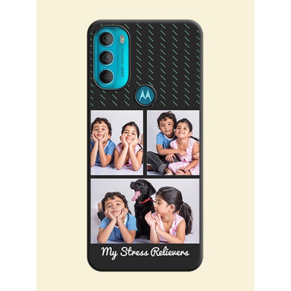 Cross Dotted Pattern with 2 Image Holder on Personalised Space Black Soft Matte Cases - Moto G71 5G Cross Dotted Pattern with 2 Image Holder on Personalised Space Black Soft Matte Cases - Moto G71 5G