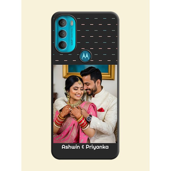 Line Pattern Design with Text on Space Black Custom Soft Matte Phone Back Cover - Moto G71 5G Line Pattern Design with Text on Space Black Custom Soft Matte Phone Back Cover - Moto G71 5G