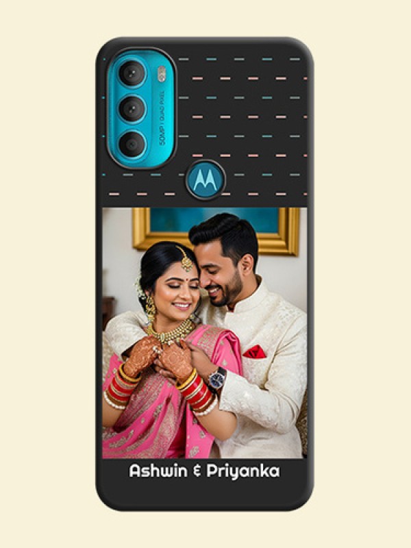 Line Pattern Design with Text on Space Black Custom Soft Matte Phone Back Cover - Moto G71 5G