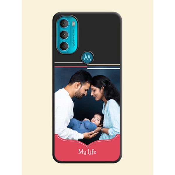 Classic Plain Design with Name on Photo on Space Black Soft Matte Phone Cover - Moto G71 5G Classic Plain Design with Name on Photo on Space Black Soft Matte Phone Cover - Moto G71 5G