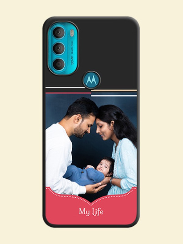 Classic Plain Design with Name on Photo on Space Black Soft Matte Phone Cover - Moto G71 5G