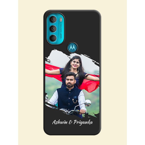 Grunge Brush Strokes on Photo on Space Black Soft Matte Back Cover - Moto G71 5G