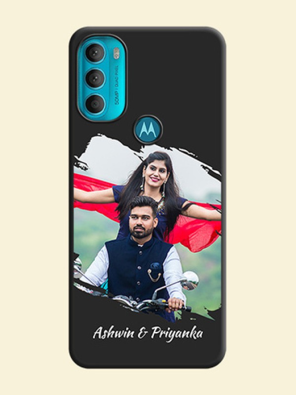 Grunge Brush Strokes on Photo on Space Black Soft Matte Back Cover - Moto G71 5G