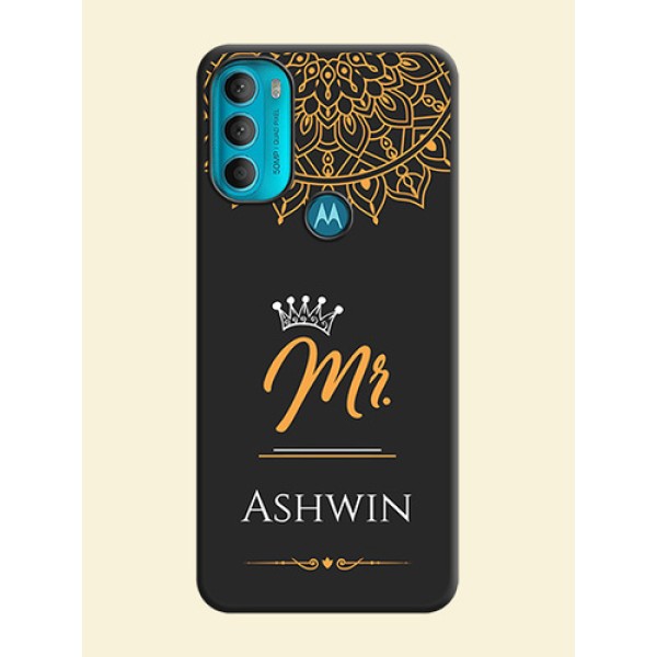 Mr Name with Floral Design on Personalised Space Black Soft Matte Cases - Moto G71 5G Mr Name with Floral Design on Personalised Space Black Soft Matte Cases - Moto G71 5G