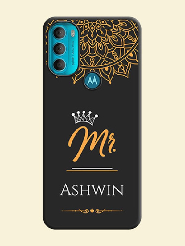 Mr Name with Floral Design  on Personalised Space Black Soft Matte Cases - Moto G71 5G