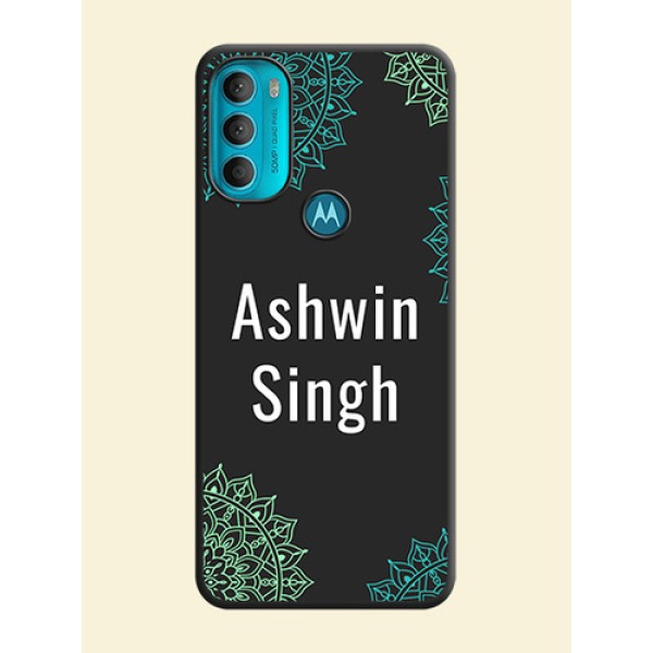 Your Name with Floral Design on Space Black Custom Soft Matte Back Cover - Moto G71 5G Your Name with Floral Design on Space Black Custom Soft Matte Back Cover - Moto G71 5G