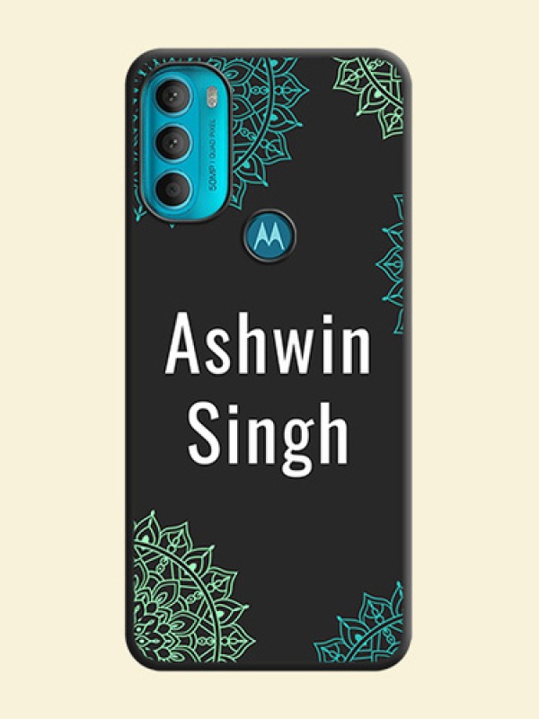 Your Name with Floral Design on Space Black Custom Soft Matte Back Cover - Moto G71 5G