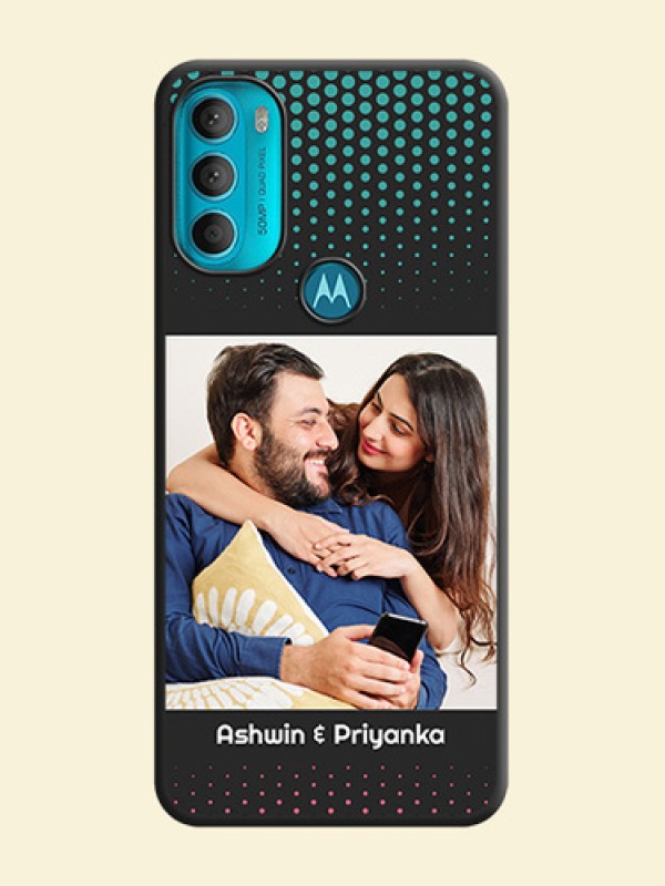 Faded Dots with Grunge Photo Frame and Text on Space Black Custom Soft Matte Phone Cases - Moto G71 5G