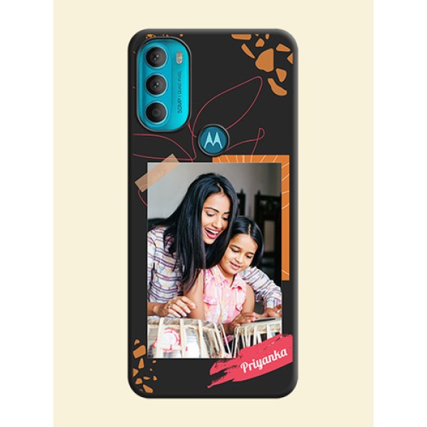 Orange Photo Frame on Space Black Custom Soft Matte Phone Back Cover - Moto G71 5G Orange Photo Frame on Space Black Custom Soft Matte Phone Back Cover - Moto G71 5G