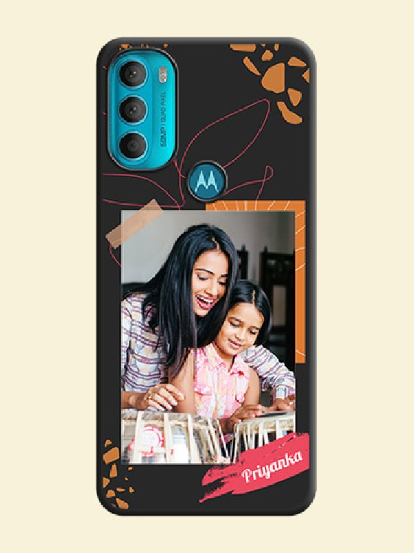 Orange Photo Frame on Space Black Custom Soft Matte Phone Back Cover - Moto G71 5G
