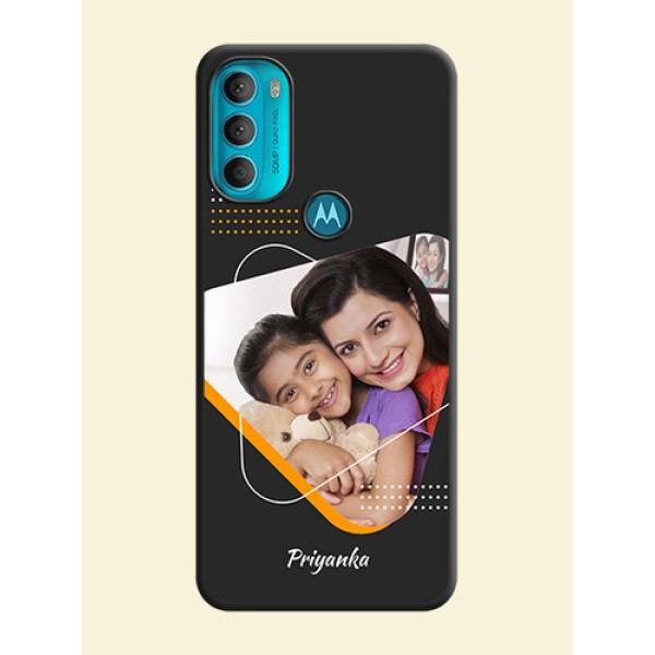 Yellow Triangle on Photo on Space Black Soft Matte Phone Cover - Moto G71 5G Yellow Triangle on Photo on Space Black Soft Matte Phone Cover - Moto G71 5G